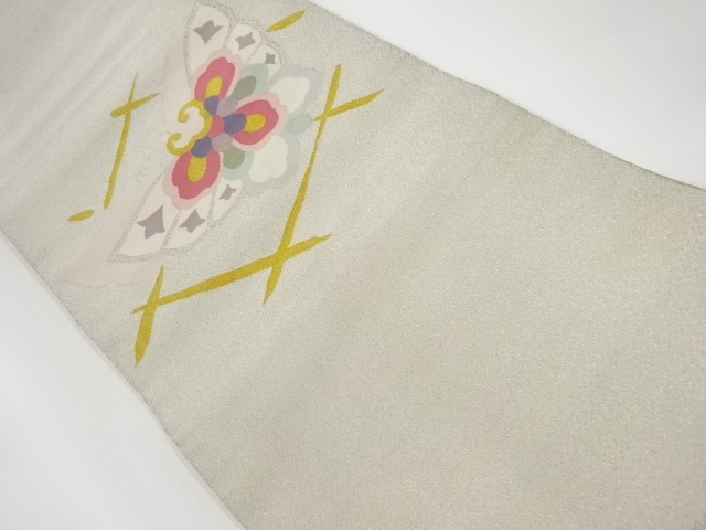 JAPANESE NAGOYA OBI / TSUZURE / GIN-TOSHI / WOVEN BUTTERFLY